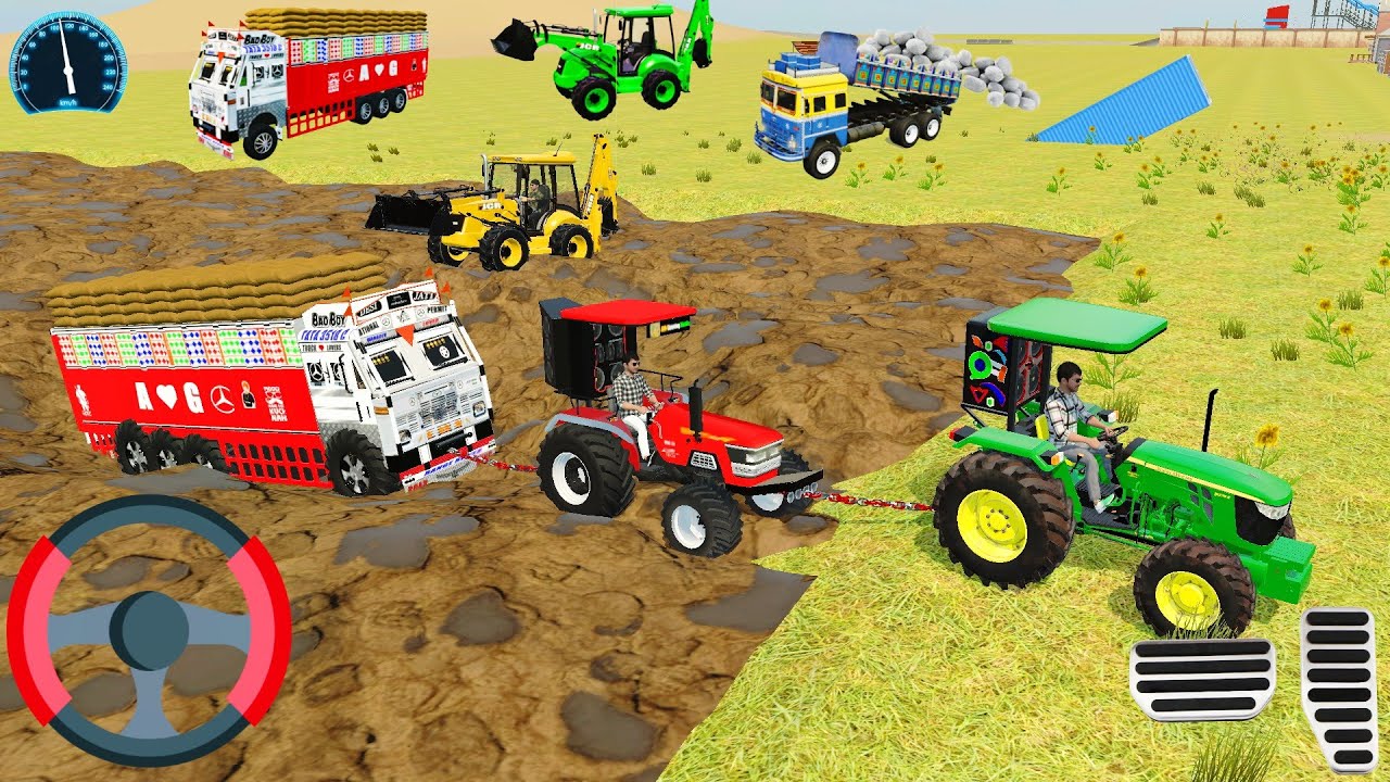 Indian truck stuck in mud tractors rescue the truck #truck #tractor 