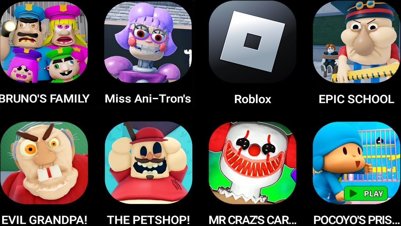 ROBLOX,99 NIGHTS IN FOREST,MR BEAST,Baby Bobby Daycare,Bob the Dentist,RUN FROM GRANDPA,