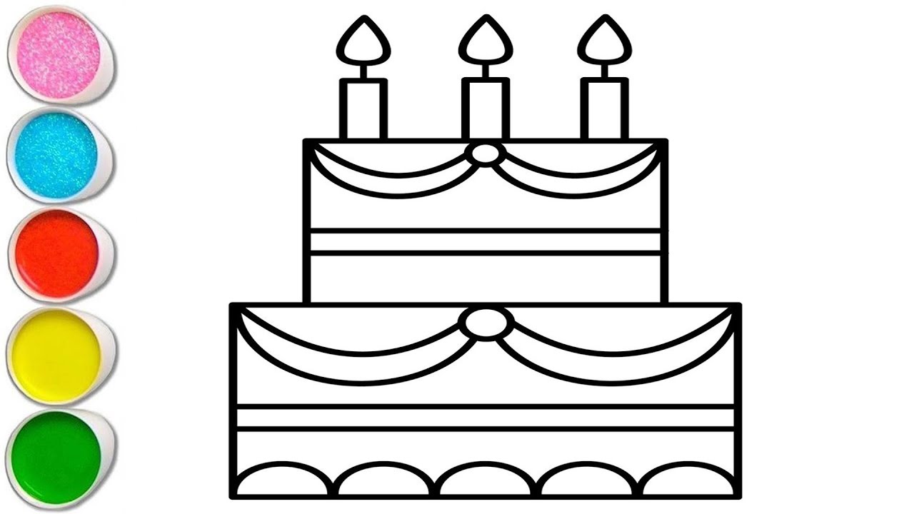 How To Draw A Birthday Cake 🍰🎨 Birthday Cake Drawing | Coloring Page 1M