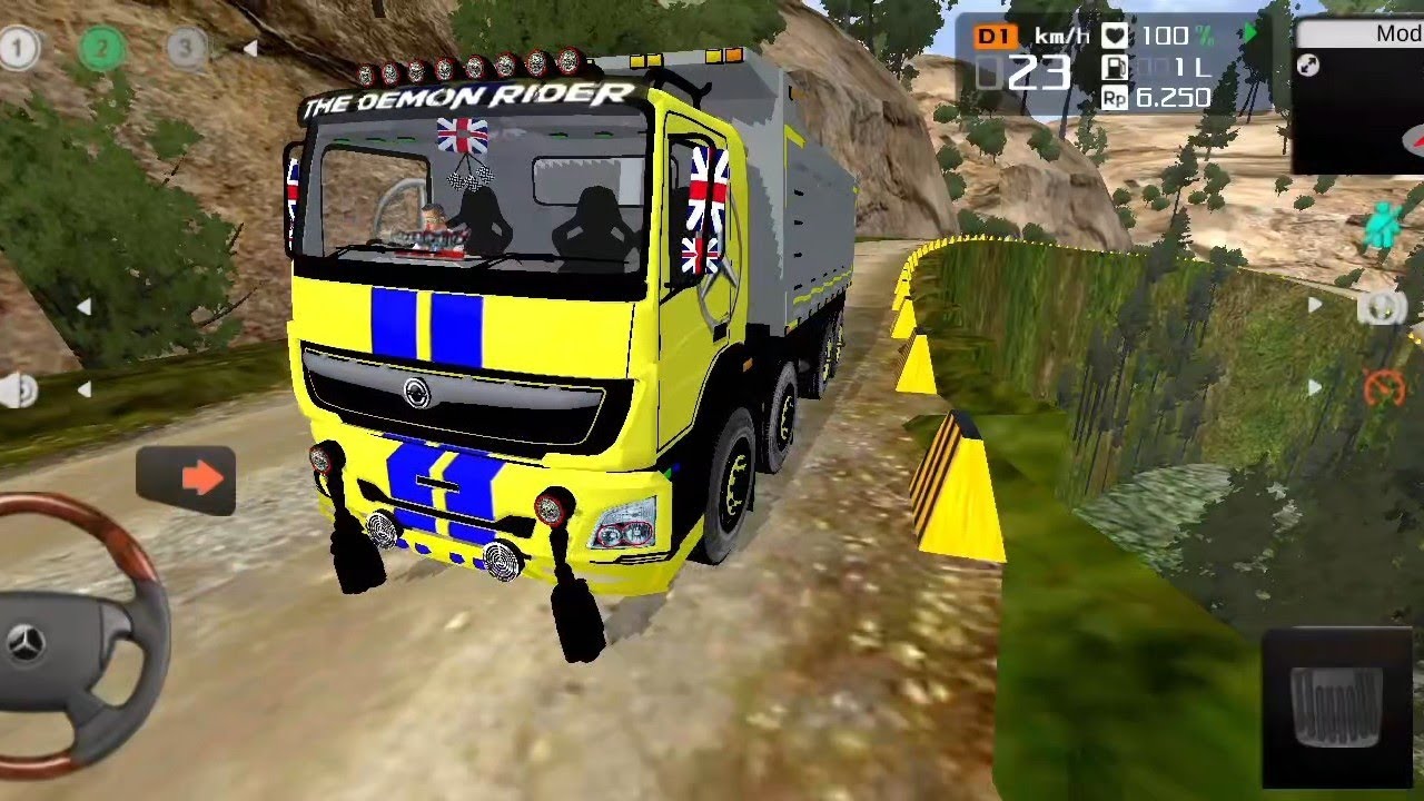 INDIAN TRUCK 12 WHEELR SAND TRANSPORT IN OFF-ROAD DRIVE ||  BUS SIMULATOR INDONESIA 