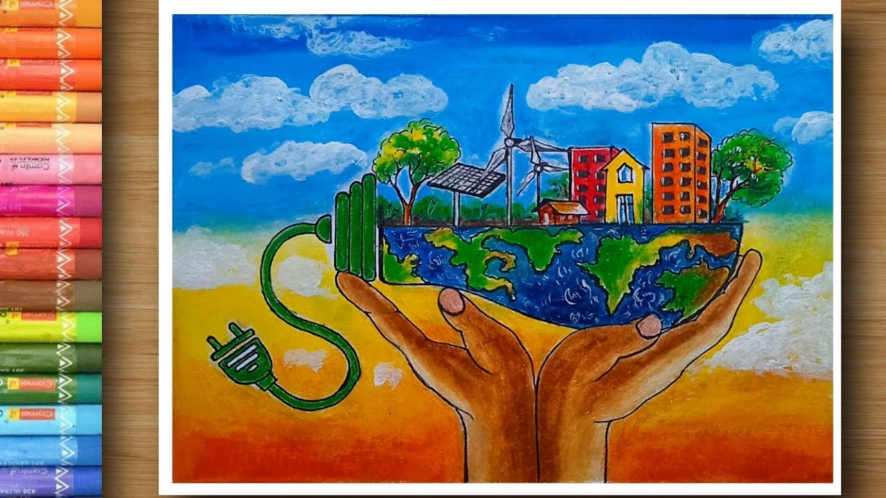 Save energy drawing with oil pastel|Urja sanrachan drawing with oil pastel.