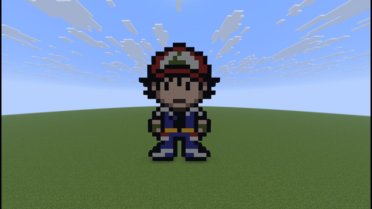 Minecraft Pixel Art Tutorial | Pokemon Ash Ketchum (Easy)