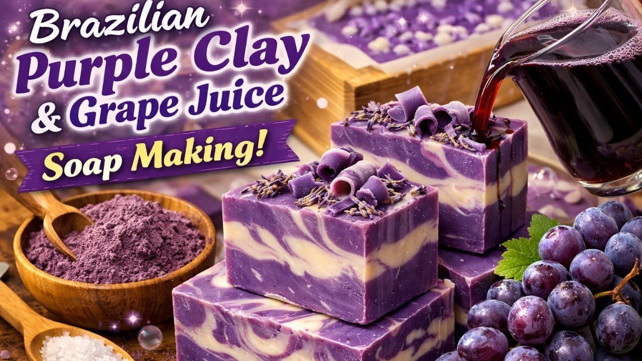 Brazilian Purple Clay & Grape Juice Cold Process Soap Making tamil 