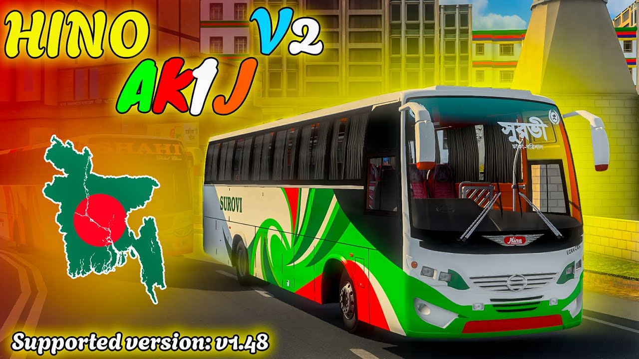 Hino Ak1j V2 For Euro Truck Simulator 2 v1.48x | Review + Link | Bangladeshi Bus Mod