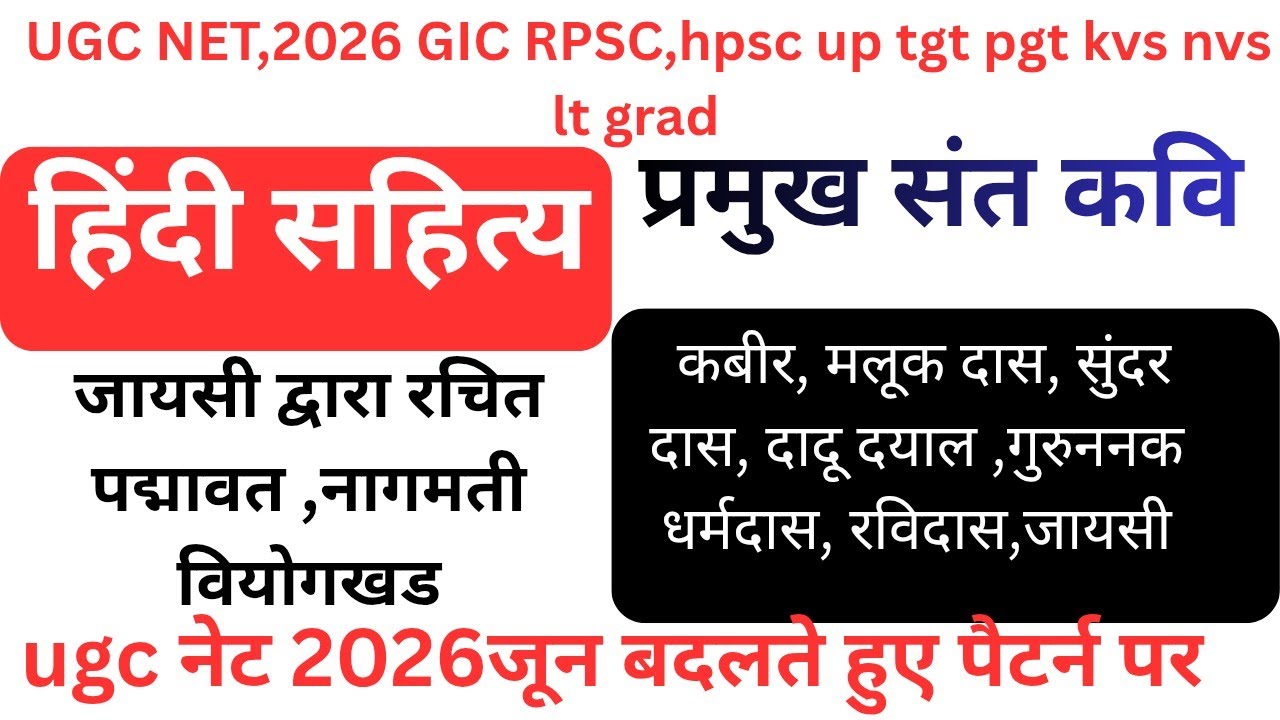 UGC NET Hindi sathiya, प्रमुखकवि, कबीर दास, मलूक दास सुंदर दास, धर्मदास और जायसी