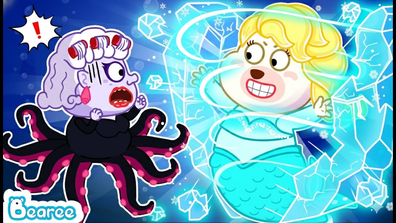 Ursula Attacks Elsa Mermaid! Can She Escape  Kids Cartoon | Bearee Bear Cartoon