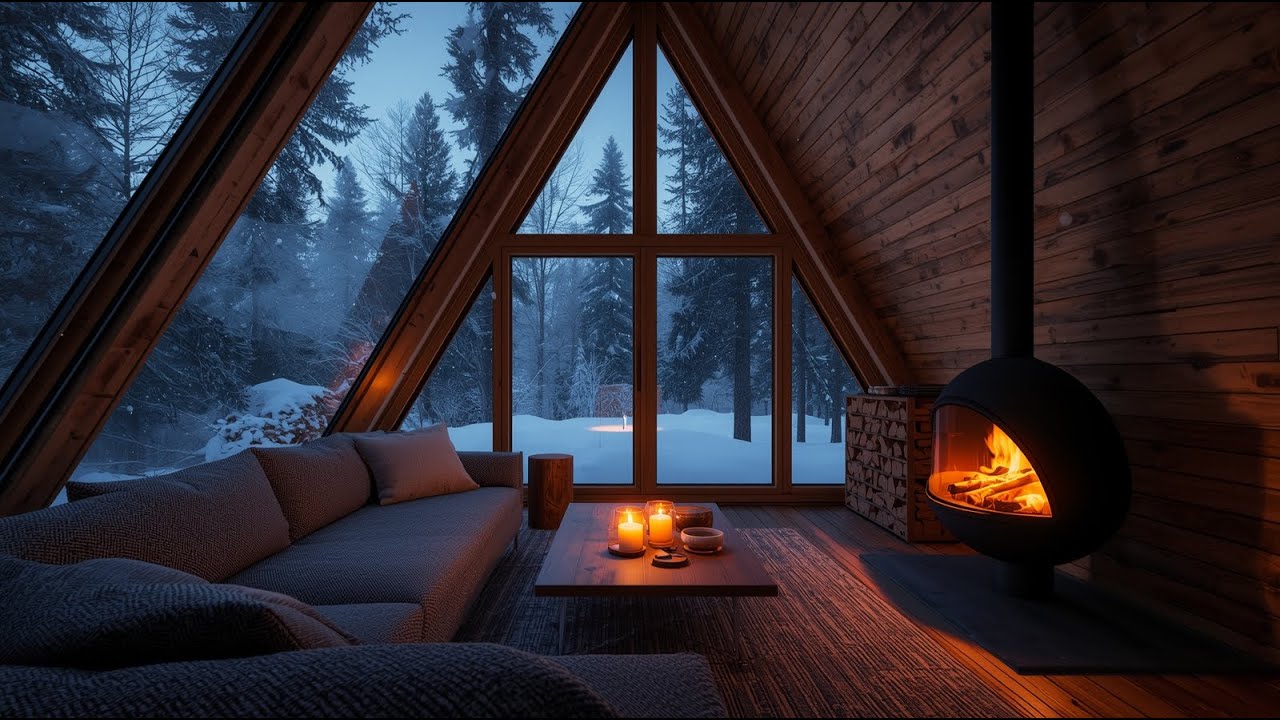 🔥Cozy Fireplace Crackling 24/7 | 🐈Sleeping Orange Cat | ❄️Winter Ambience