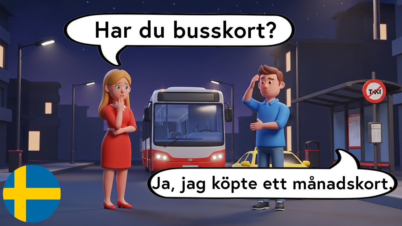 Swedish Conversations Practice (With Subtitles) | A1-A2 | At The Bus Stop