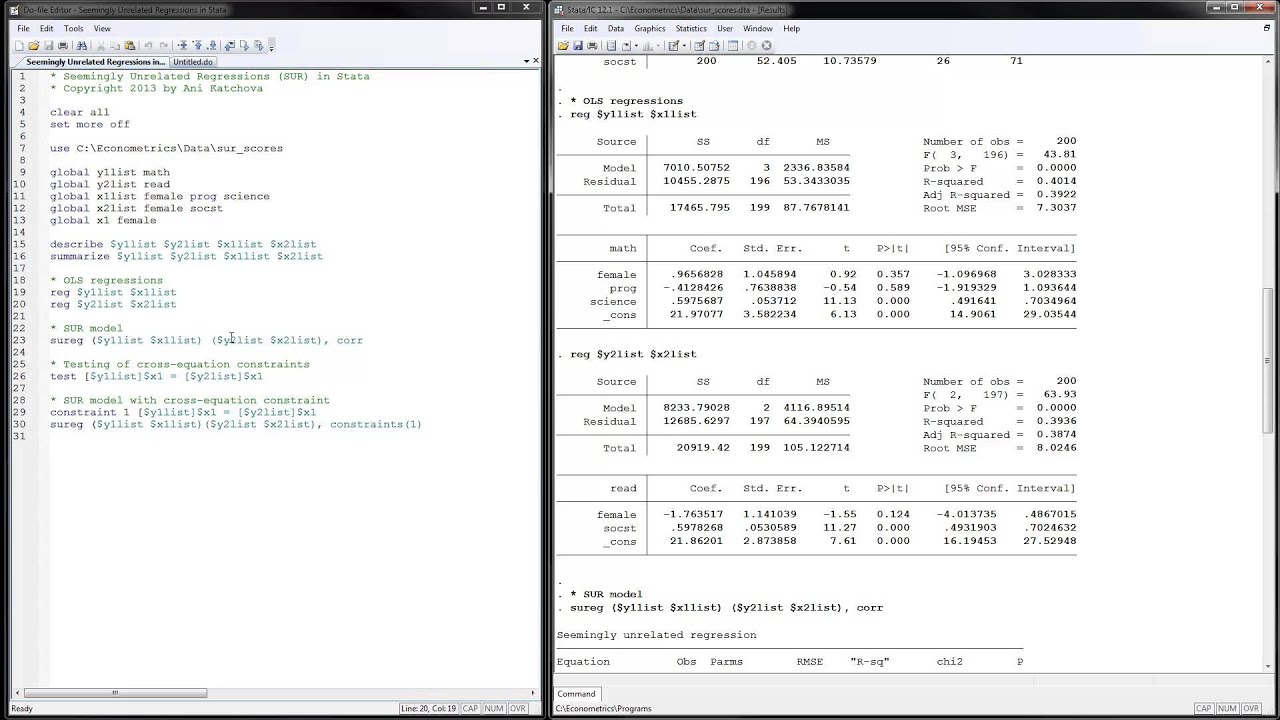 Seemingly Unrelated Regressions in Stata