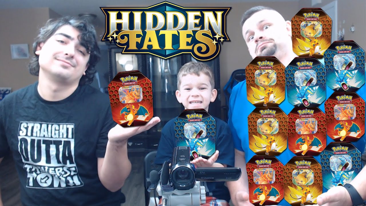 The 12 Tins Of Christmas! Opening 12 Hidden Fates Tins of Pokemon Cards!