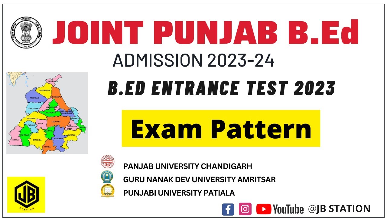 PUNJAB BED ENTRANCE TEST 2023 EXAM PATTERN