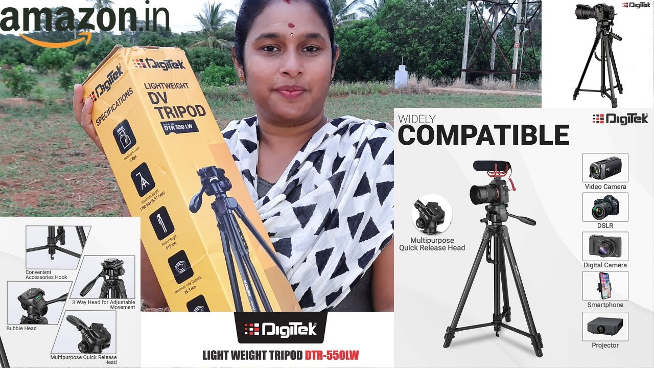 #Amazon Digi Tek Light weight DV #Tripod DTR 550 LW Unboxing for #youtubers