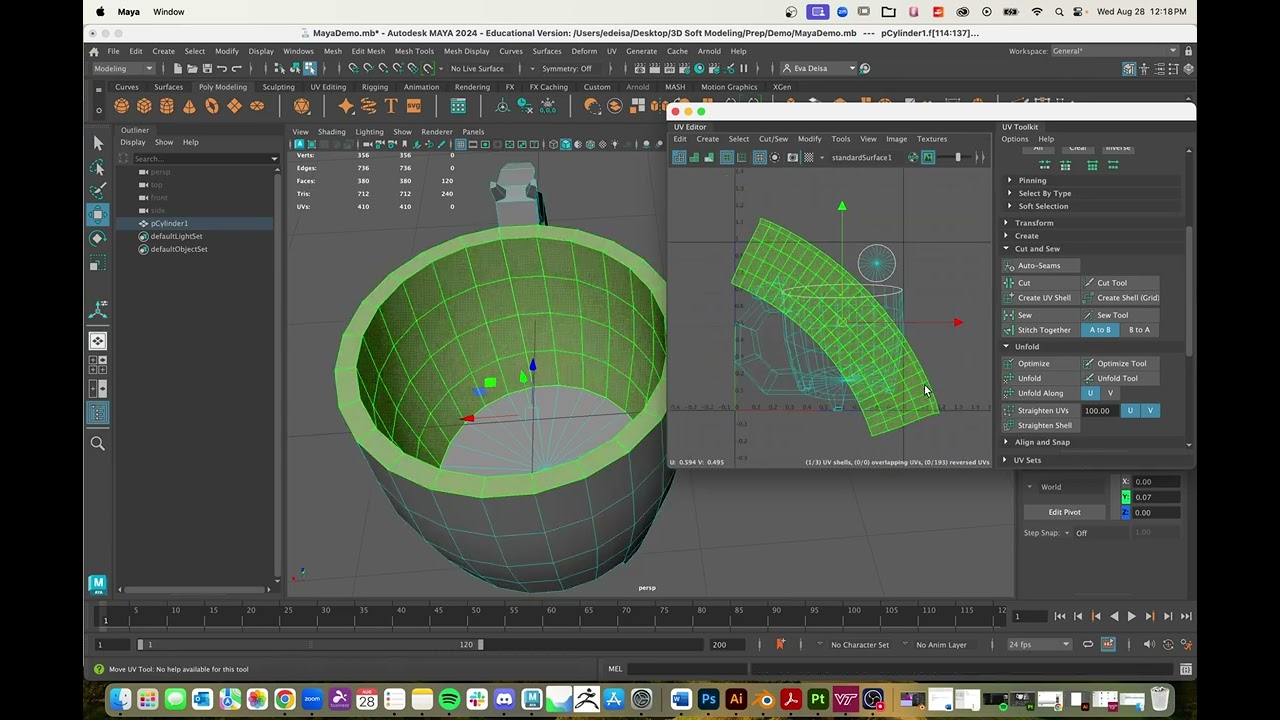Maya UV Unwrapping Lama Mug - 3D Soft Modeling Fall 2024