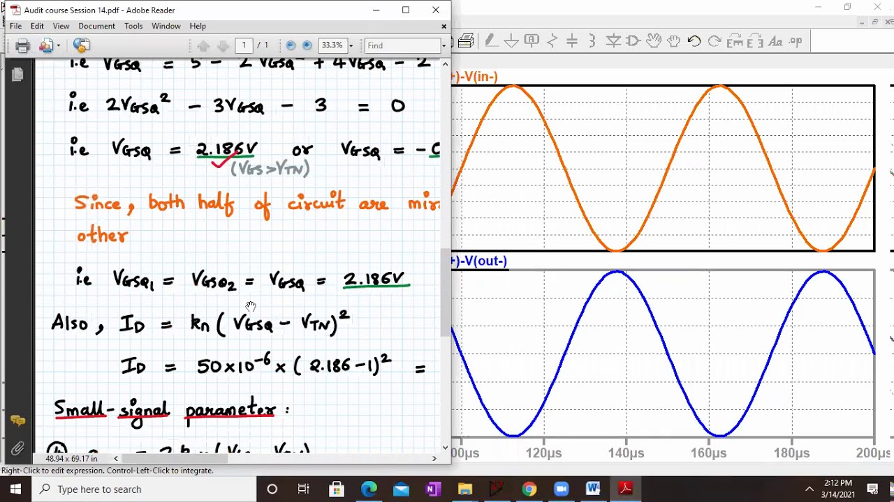 MOSFET differential amplifier in LTspice (Estimation of ID, VGS, and Ad)