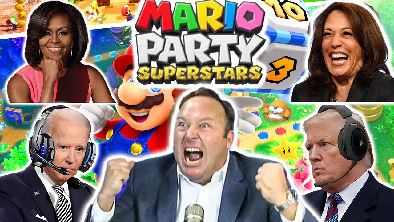 US Presidents Play Mario Party! Feat. Alex Jones, Kamala Harris, Andrew Tate & More!