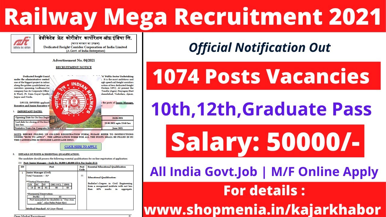Railway Recruitment 2021| Railway  Mega Vacancy | Govt.Job| Central Govt Job | রেলে চাকরি ২০২১