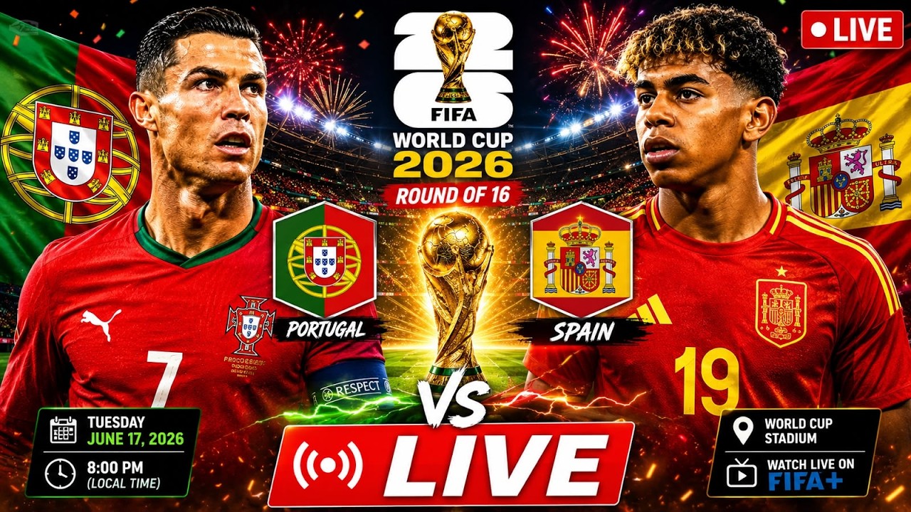 Portugal vs Spain LIVE | FIFA World Cup 2026 Round of 16 | Ronaldo LIVE | Live Match Commentary