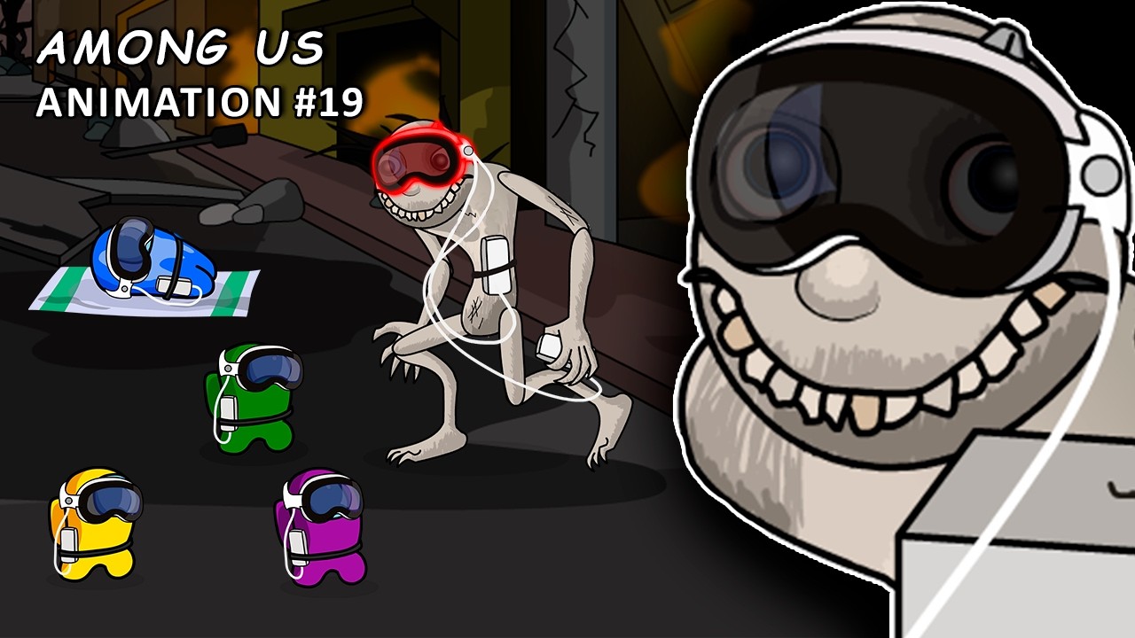AMONG US with APPLE VISION vs FREDDY FNAF, HUGGY & THE MAN FROM THE WINDOW | Toonz Animation