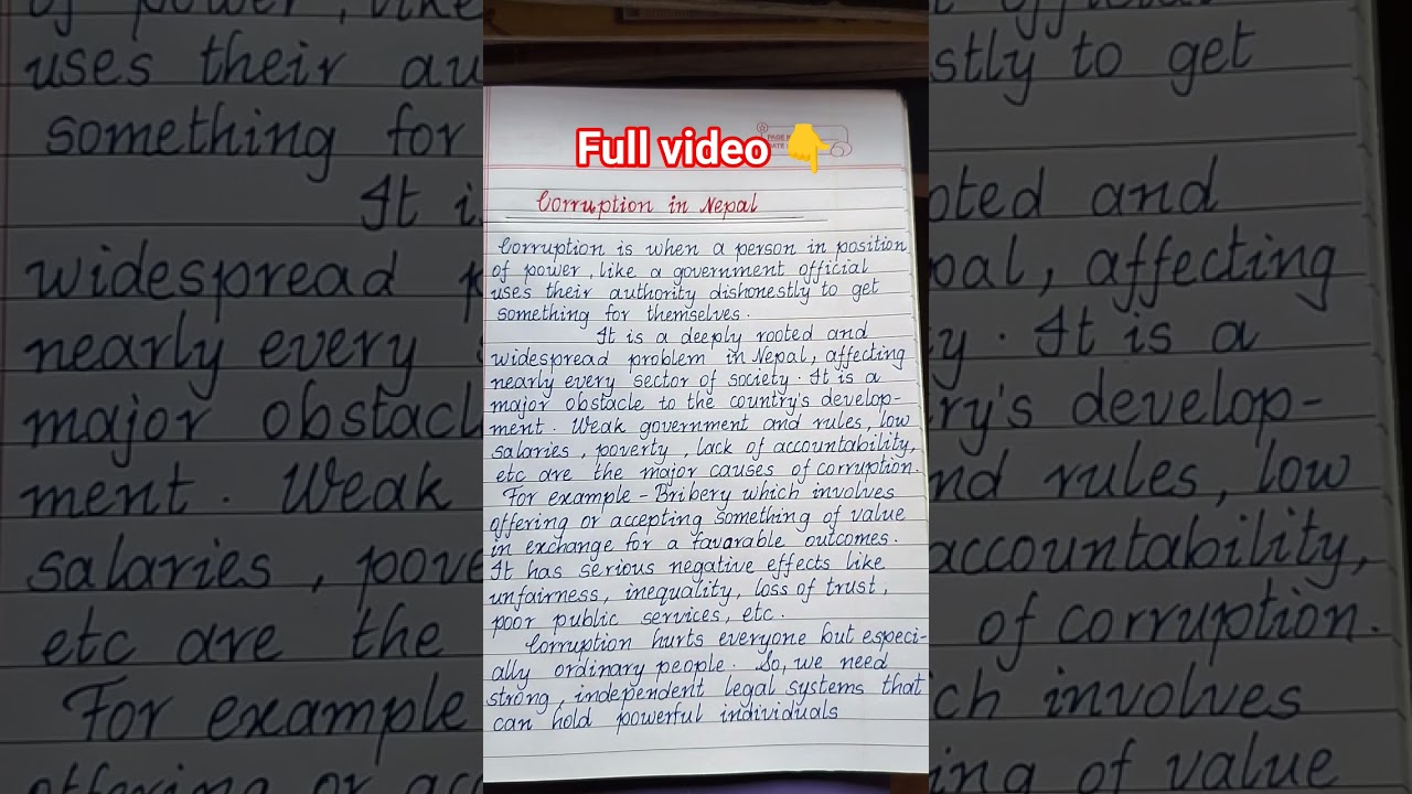 corruption in Nepal #essay #english #education #handwriting #howtowrite #speech #nepal #exam #genz