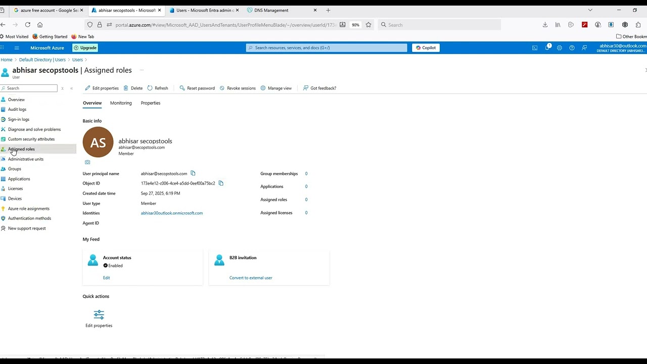 Add roles to Azure AD User -  Global Administrator