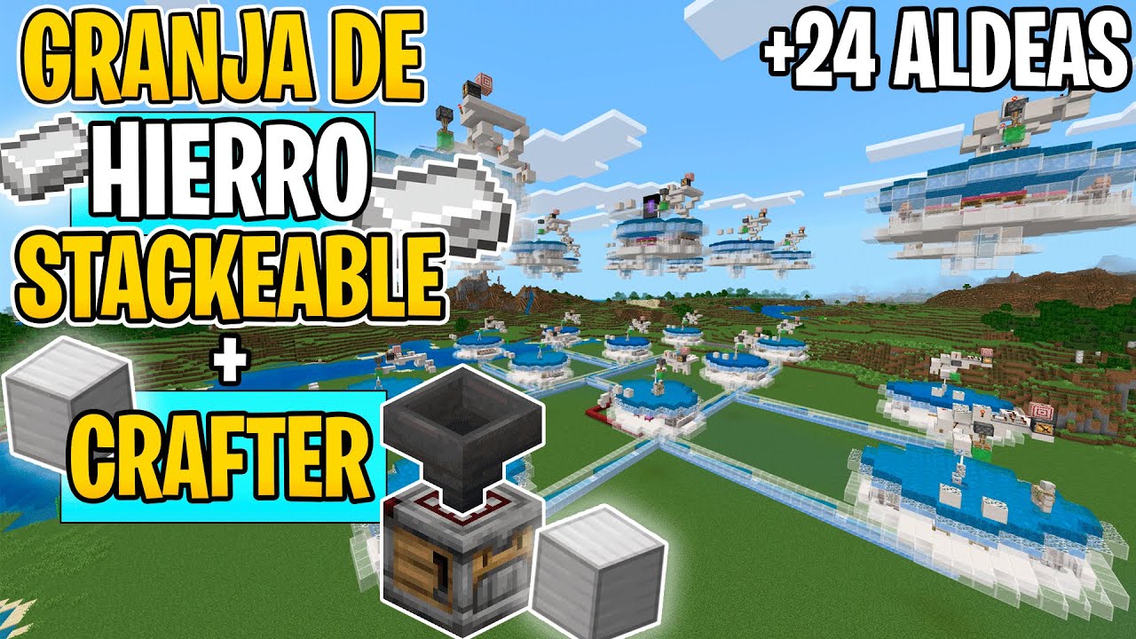 NUEVA GRANJA de HIERRO STACKEABLE Minecraft Bedrock 1.21
