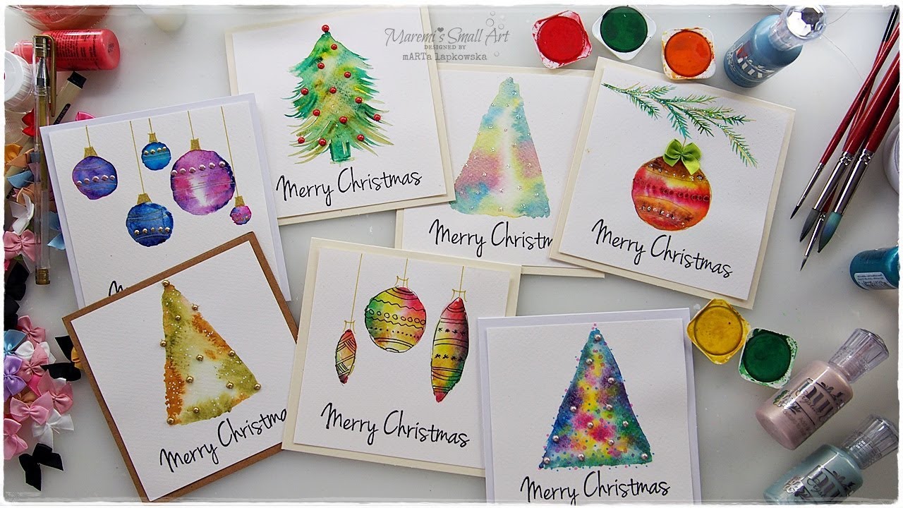 7 Watercolor Christmas Card Ideas for Beginners ♡ Maremi's Small Art ♡