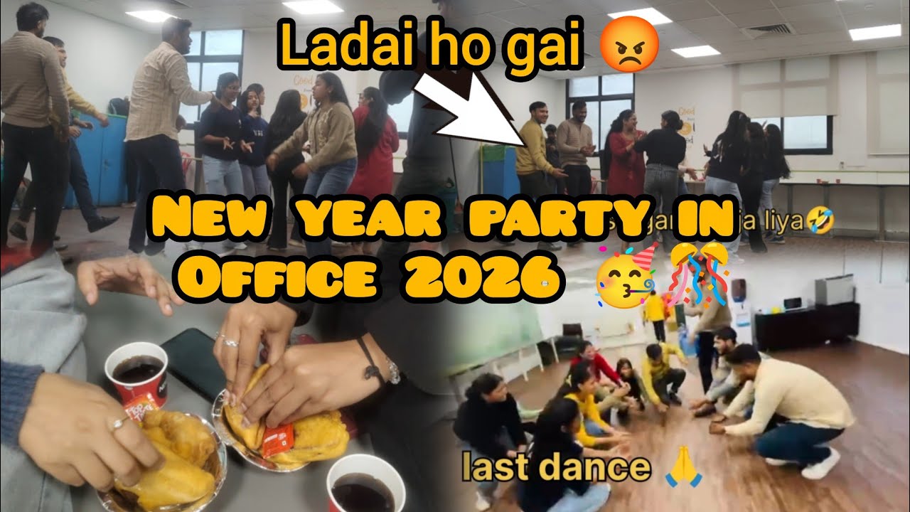 New year party in office 🎉🥳|| ladai ho gai😡😡|| bohot Masti kri 🤣ll 