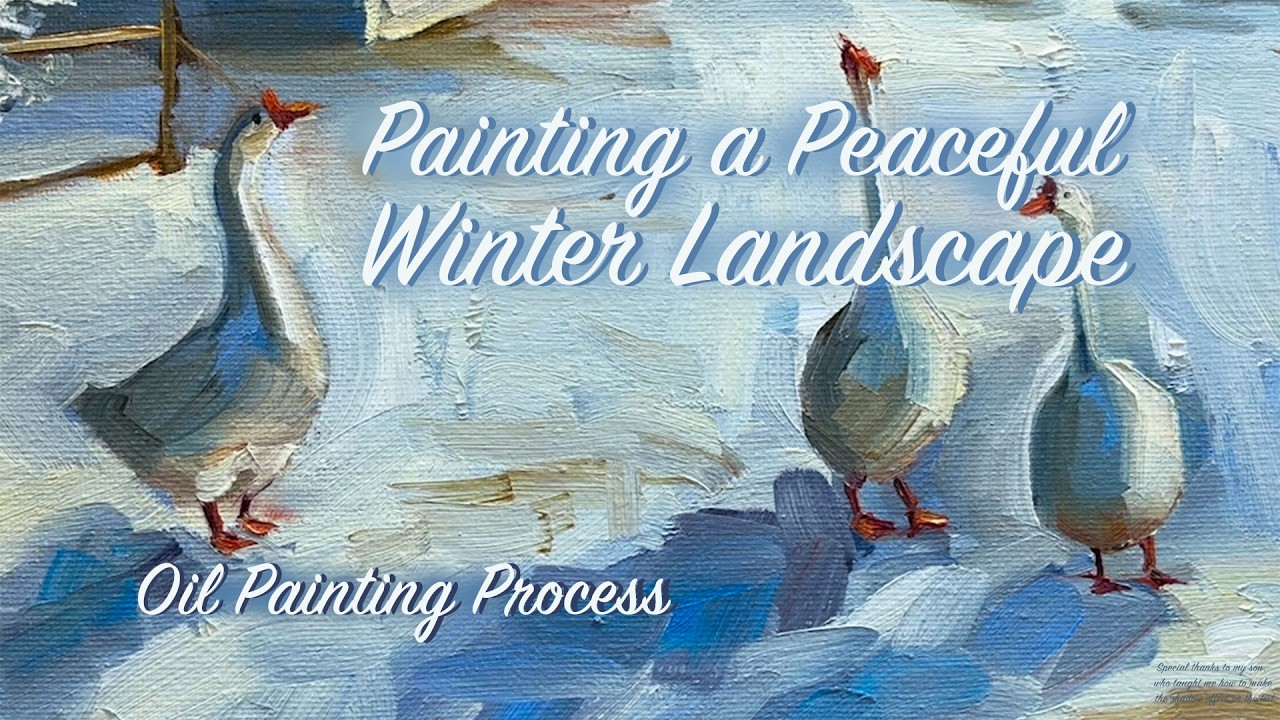 Пишу мирный зимний пейзаж маслом