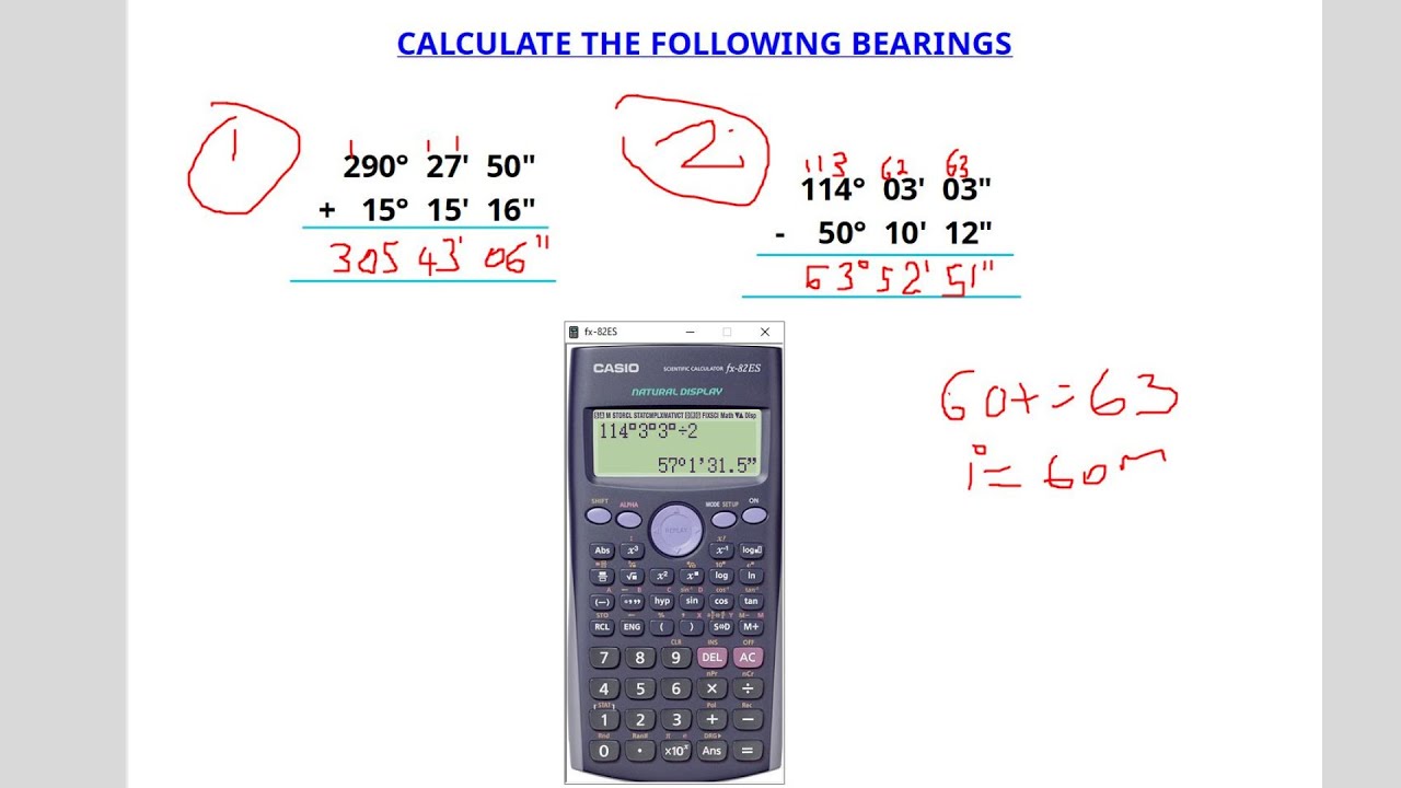 How to Add and Subtract bearing values in Degrees, Minutes & Seconds