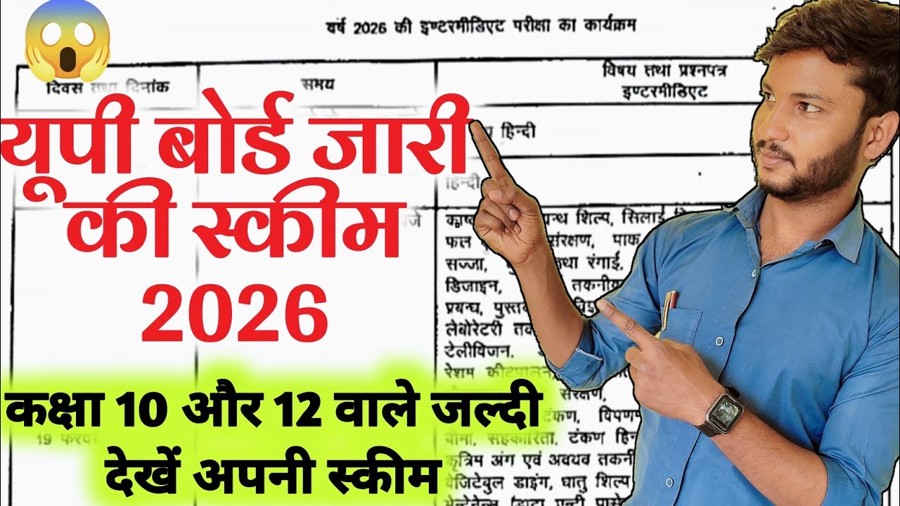 Up Board Exam 2026 Time Table | class 10th & Class 12th Up Board Time Table 2026 | Up Board Scheme 