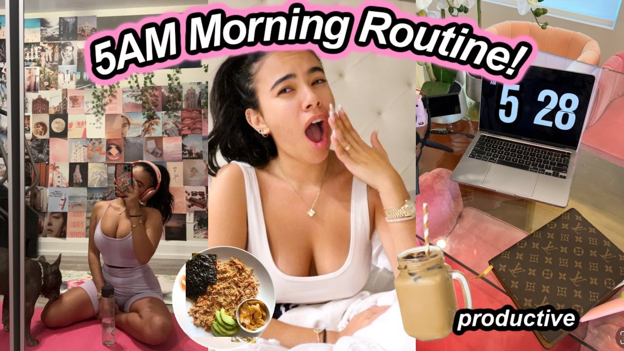 My 5:00AM PRODUCTIVE MORNING ROUTINE 🌱 | realistic, workout, breakfast ideas & journalling