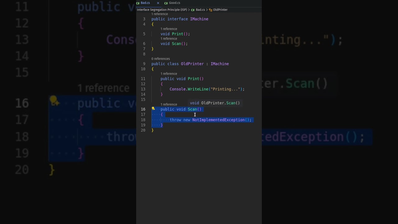 اصل چهارم SOLID# | Interface Segregation Principle #isp  #coding  #programminglife