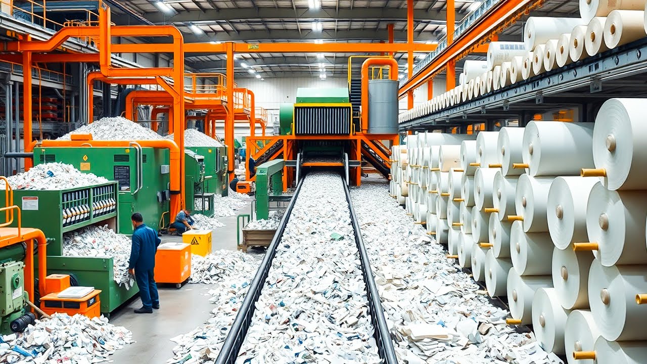 Cómo Se Reciclan Millones de Toneladas de Papel ♻️ Dentro la Mega Fábrica y el Impresionante Proceso