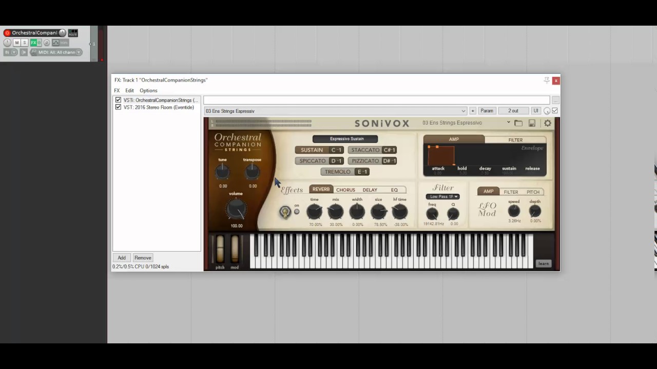 Quick, sloppy demo of Orchestral Companion Strings by Sonivox