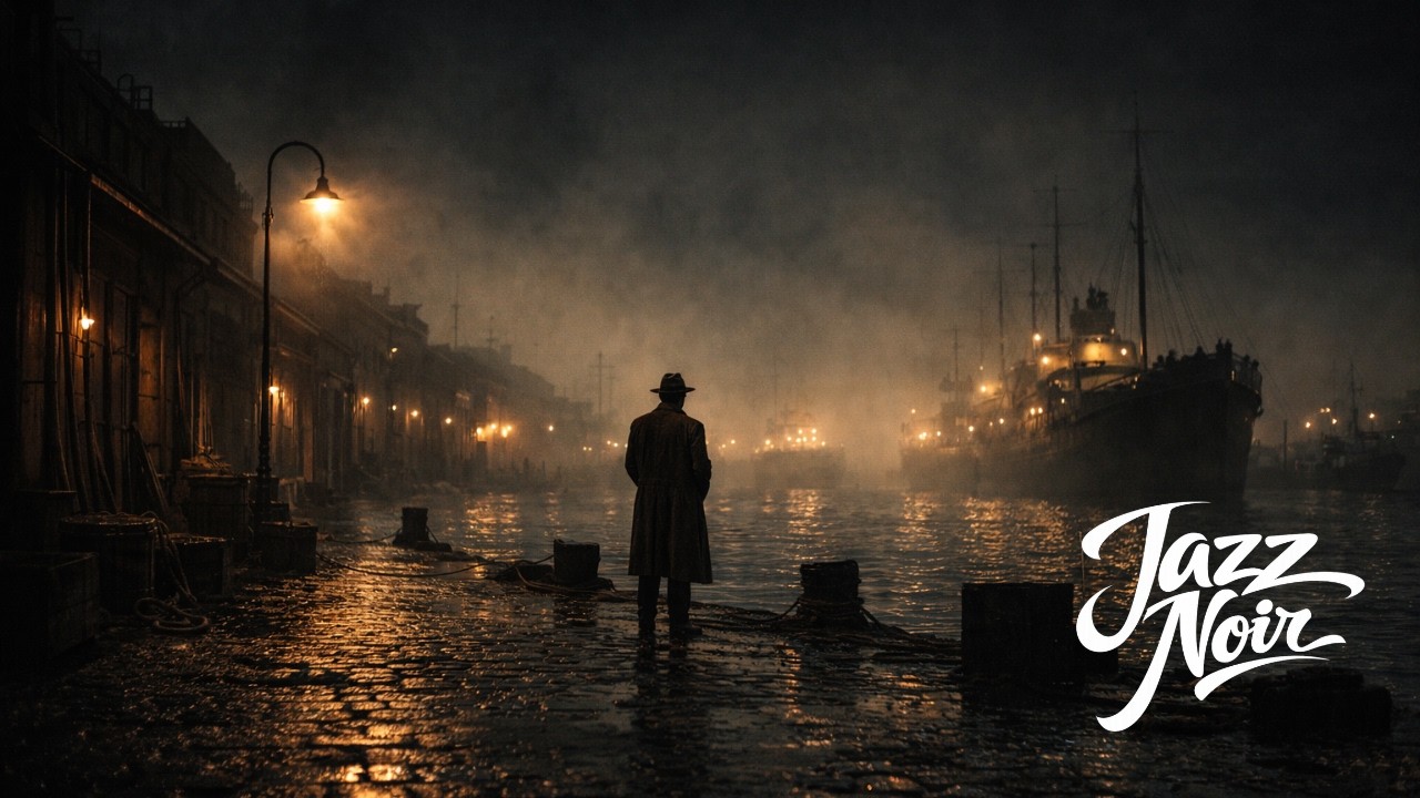 Wharfside Shadows Noir — 5 Hours of 1940s–1950s Jazz for Focus & Unwind | Misty Docklights