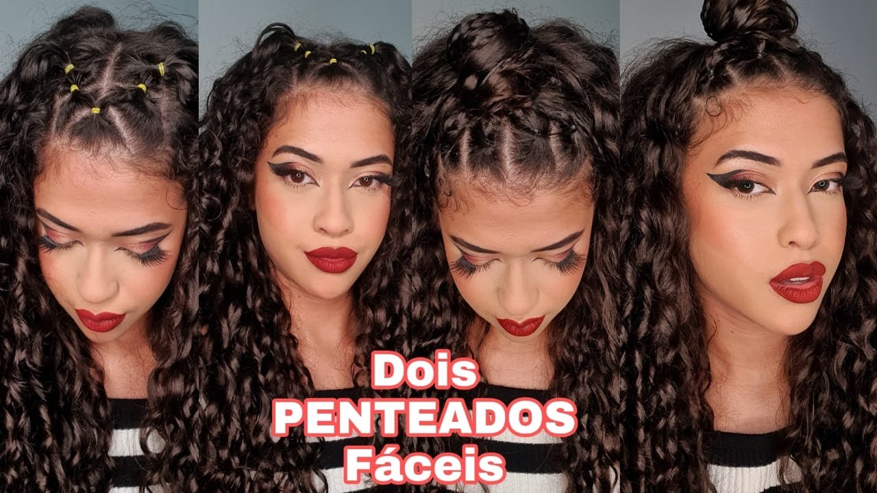 DOIS PENTEADOS PARA CABELO CACHEADO COM ELASTICO !!🔥😱