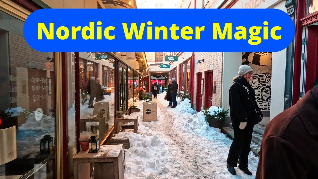 Gothenburg Sweden 4K &ndash; Beautiful Winter Walk in the City Center  Snowy Midday Ambience