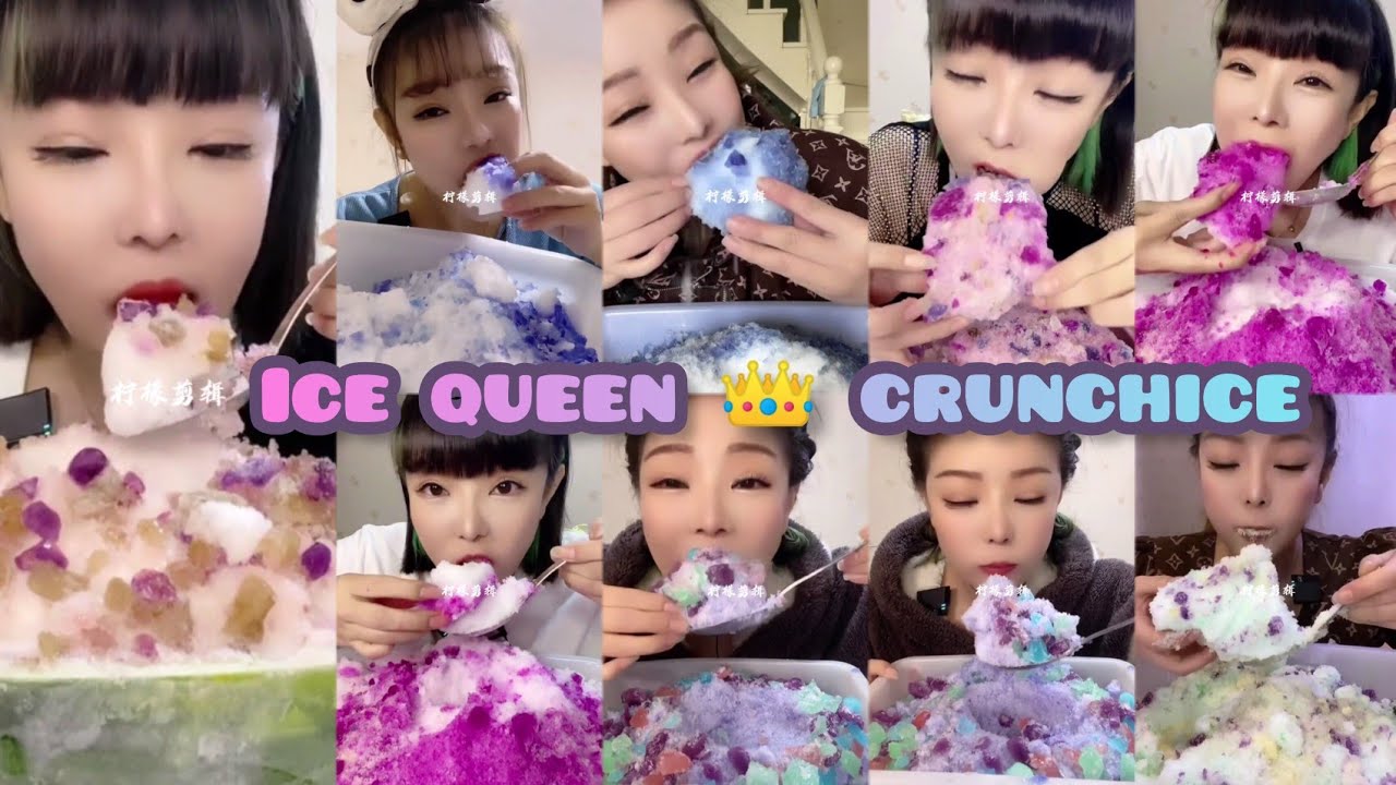 ICE QUEEN 👑 EATING FROST WITH HARD CHUNKS ONLY BITES ASMR 🧊✨❤️| ICE EATING MUKBANG 🤩💦