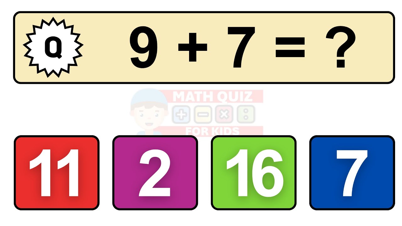 20 Math Quiz for Kids | One Digit Addition Quiz