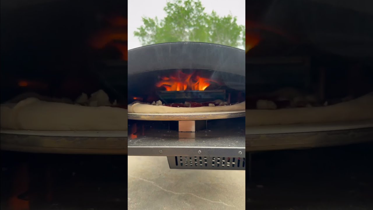 Pizza in under 2 minutes. 🔥 930°F heat. Bertello SimulFIRE 16" Rotating Outdoor Pizza Oven