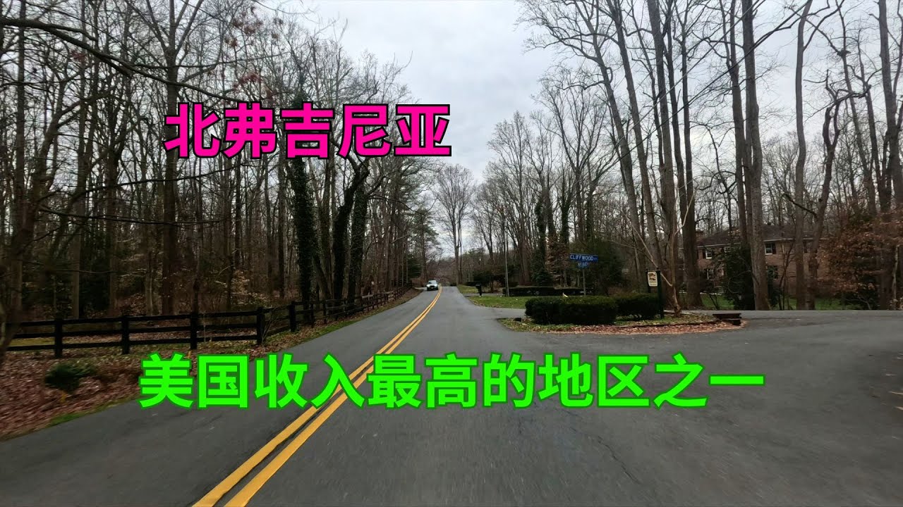 美国最富裕的地区之一，驾车行驶在弗吉尼亚州北部郊外的公路上