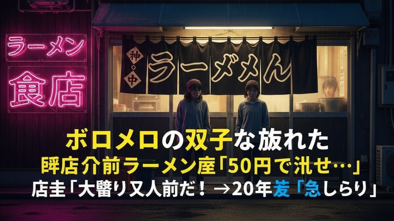 廃業寸前のラーメン屋にボロボロの双子が来店「50円でスープだけ」大将「大盛り2つだ!」→20年後、双子が再び現れた理由【感動する話】