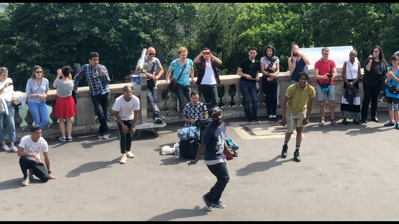 Funny street dance performers in Paris, France (in front of Sacré Cœur)  Part 1