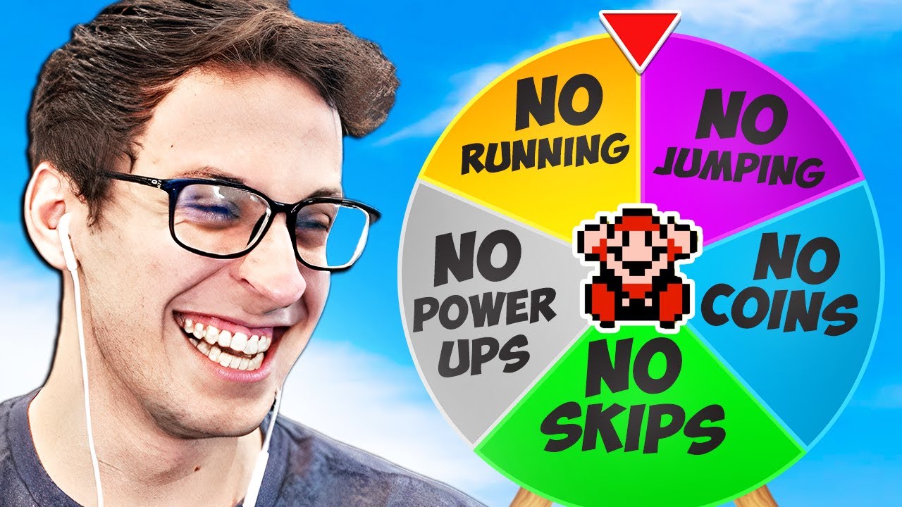 We challenged each other to a Mario Maker speedrun, but a spinner controls us