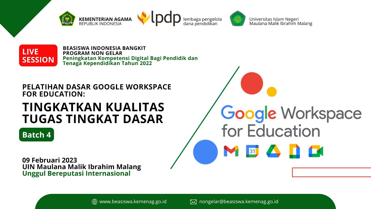 Pelatihan Dasar Google Workspace for Education : Tingkatkan Kualitas Tugas tingkat Dasar