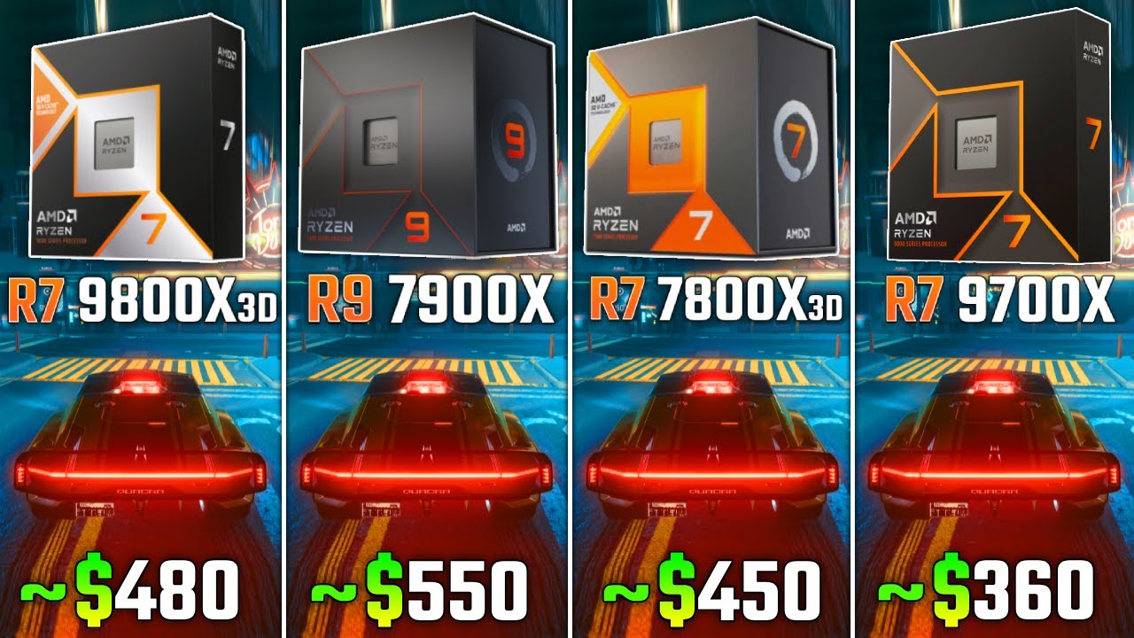 RYZEN 7 9800X3D vs RYZEN 9 7900X vs RYZEN 7 7800X3D vs RYZEN 7 9700X | Test in 6 Games