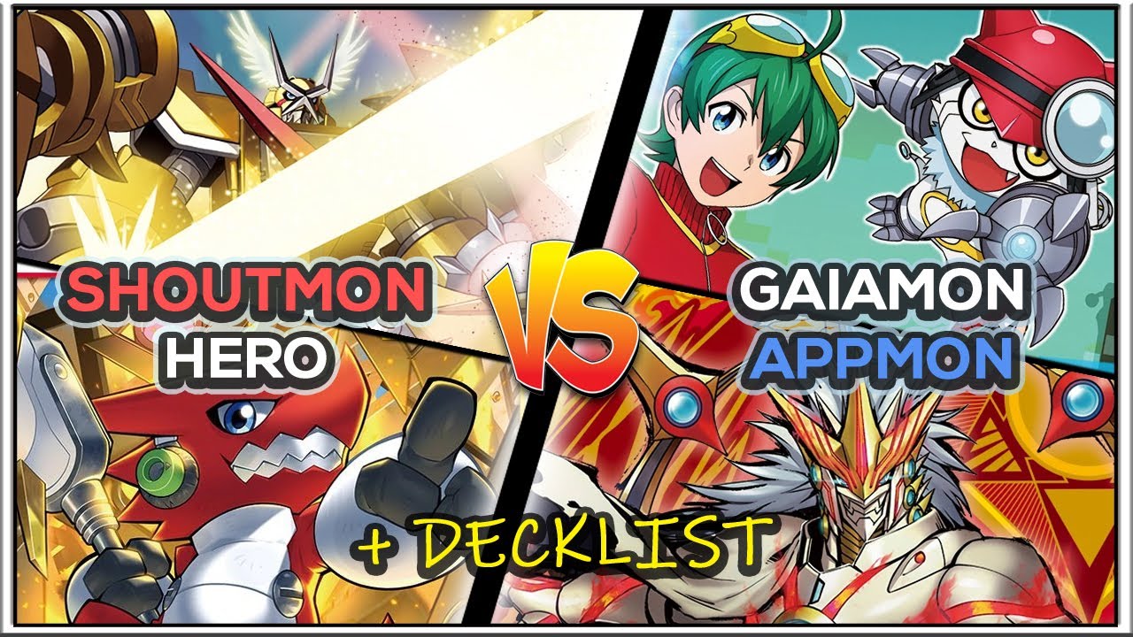 Shoutmon Hero vs Gaiamon Appmon • BT21 Gameplay + Decklist | DCGO | Digimon TCG