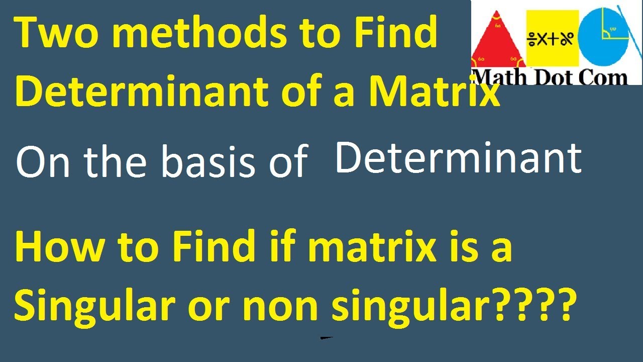 Finding the Determinant of a 2x2 Matrix | Singular and non Singular Matrices | Math Dot Com