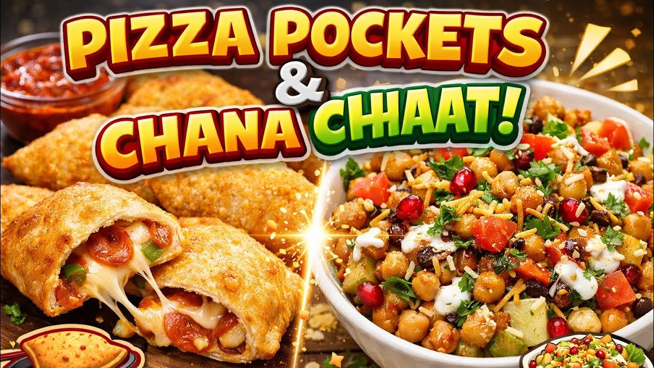 Delicious  cheezy pizza pockets || Juicy and street style chana chaat at home🤤