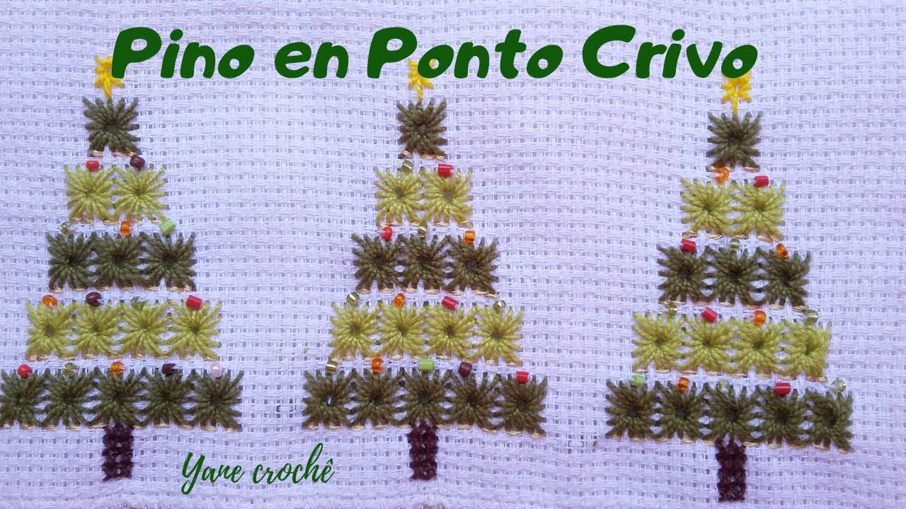 Pino Navideño🎄 Bordado Punto Crivo, Bordado Brasileño.
